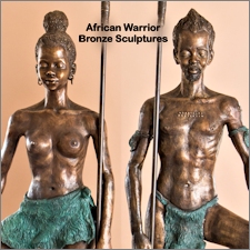 African Warrior Bronze Statues
